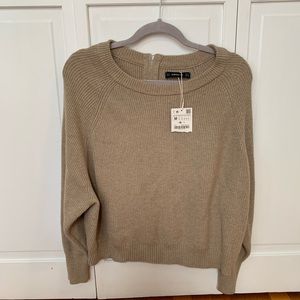 Zara camel zipper back sweater. brand new!